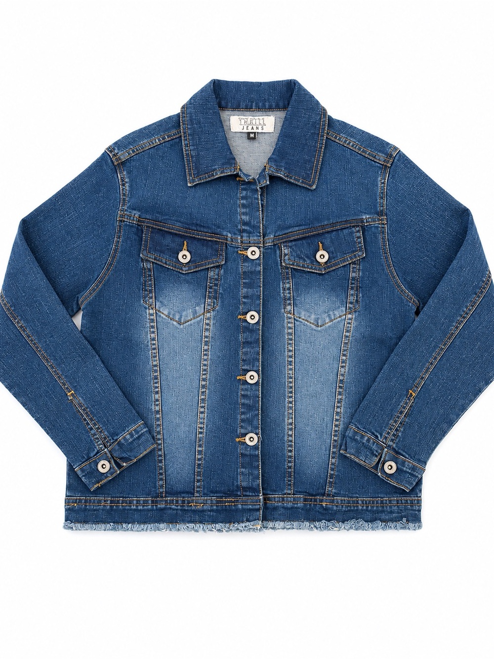 Thrill Jeans blue denim jacket with frayed hem #thrill #denim